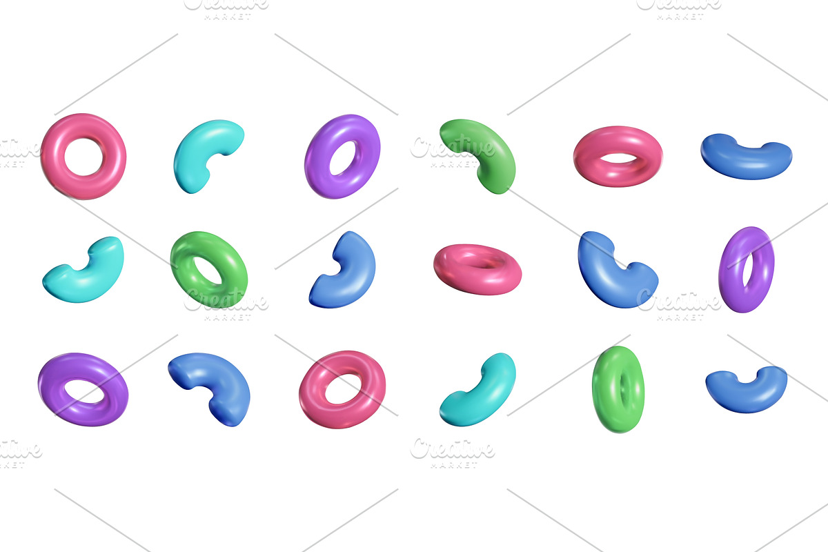 Plastic 3d torus. Colorful donut and, an Illustration by winwin.art