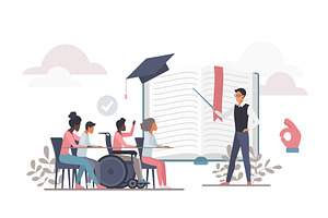 Inclusive education classroom, an Education Illustration by Lemberg Vector