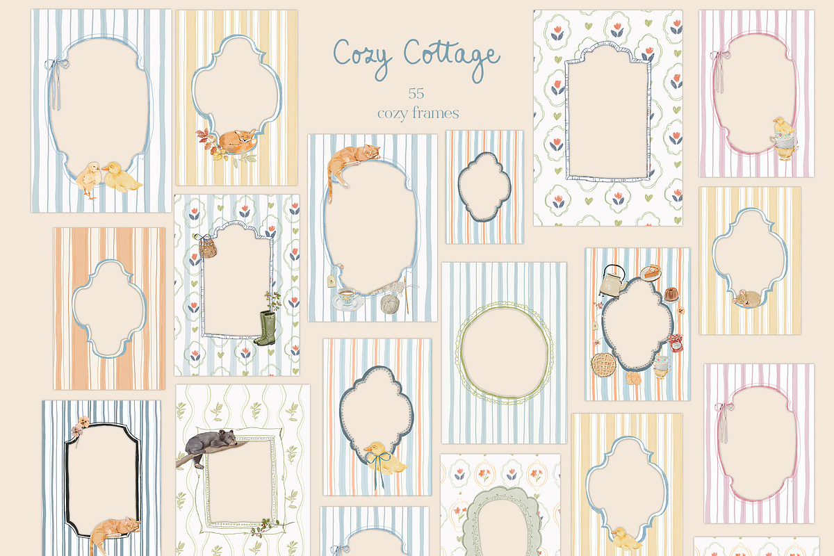 Cottagecore Clipart, Frames, Prints, a Decorative Illustration by whiteheartdesign (Photo 8 of 34)