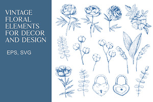 Vintage floral elements for design, a Decorative Illustration by Robusta