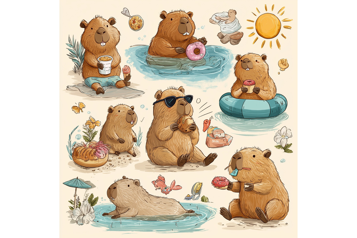Prompt Capybara Vibes Summer Clipart, a Seasonal Illustration by Creative design (Photo 2 of 7)