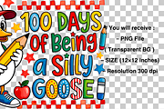 Retro 100 Days of School Goose PNG, an Object Graphic by Clipart Bloom (Thumbnail 3 of 3)