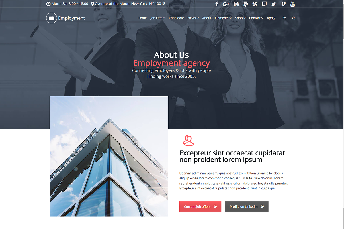 Employment WordPress Theme, a WordPress Template by Visualmodo (Photo 3 of 24)