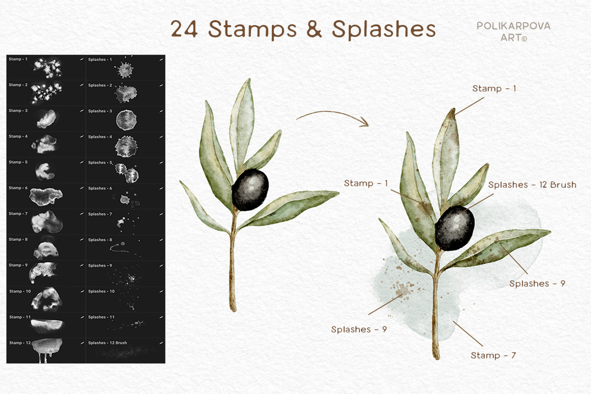 Delicate Watercolor Brushes & Canvas, a Brush Add-On by polikarpovaart (Photo 4 of 16)