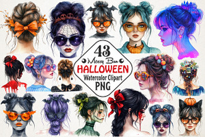 Halloween Messy Bun Clipart, an Illustration by RobertsArt