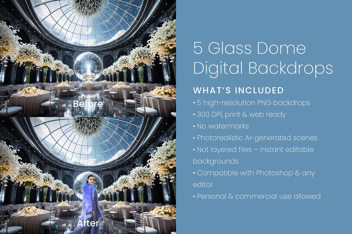 5 Glass Dome Digital Backdrops, a Background Graphic by 3Motional (Photo 3 of 5)