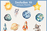 Cute Astronauts Watercolor Clipart, a Decorative Illustration by Digital Dreamscaping (Thumbnail 2 of 5)