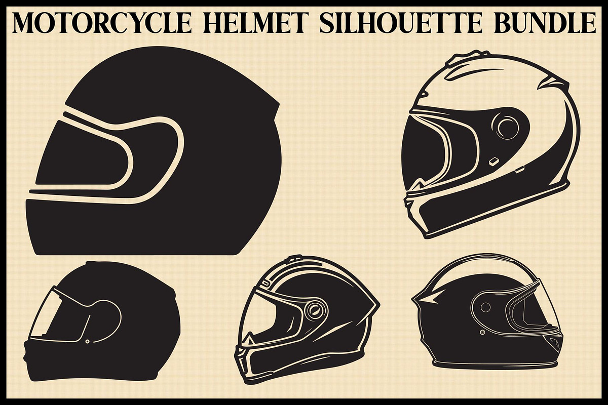 Motorcycle Helmet Silhouette Set, an Illustration by abu67222 (Photo 1 of 7)