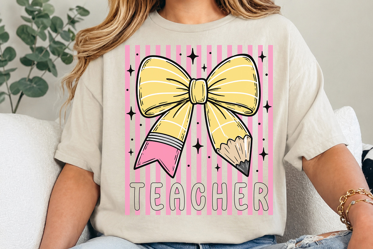 Teacher Pencil Coquette Bow Design, a Seasonal Illustration by Libby Wishes (Photo 2 of 3)