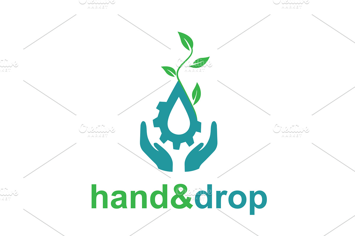 Eco friendly gear logo hand drop, an Object Illustration by LogosDen