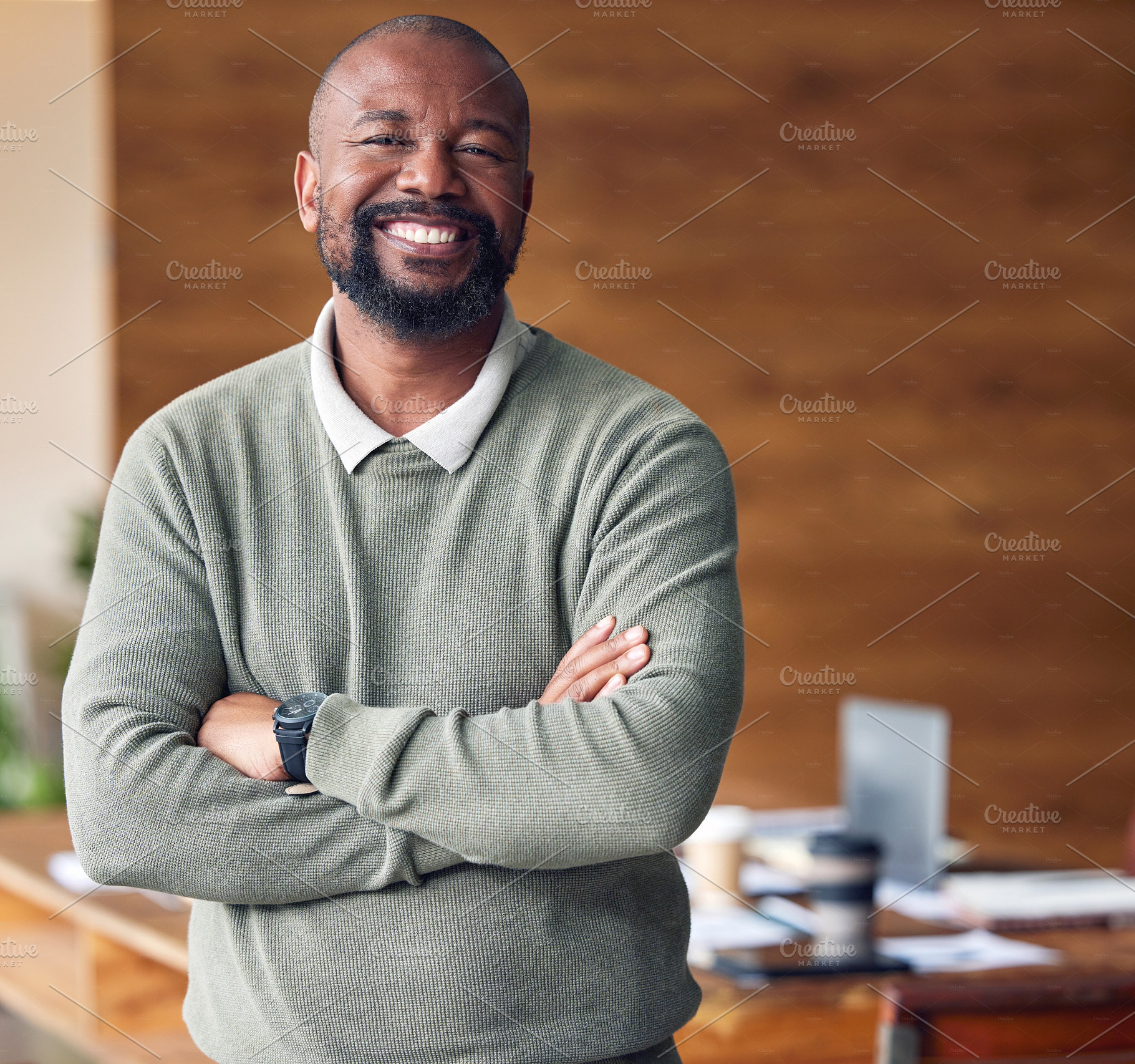 Business, confidence and portrait black man with smile in office, startup ceo or owner at hr company. Happiness, project management and happy, confident professional businessman at recruitment agency, a Photo by Peopleimages.com