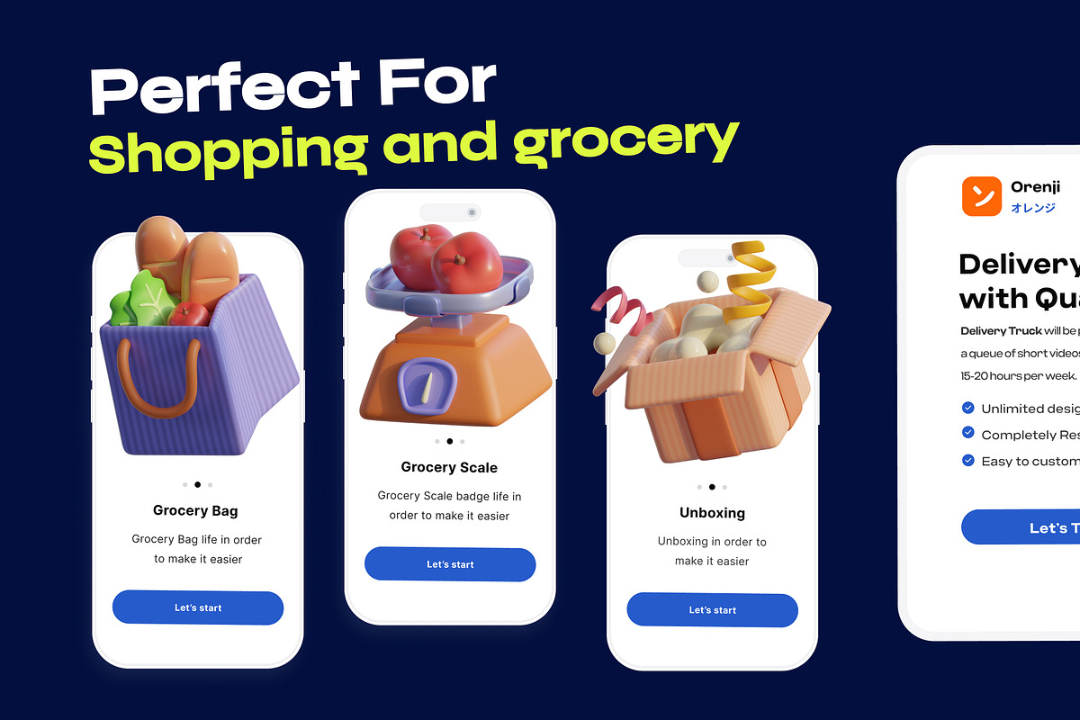 Shopping & Grocery 3D Icon Pack, a Food & Drink 3D Model by orenjidesign (Photo 5 of 8)