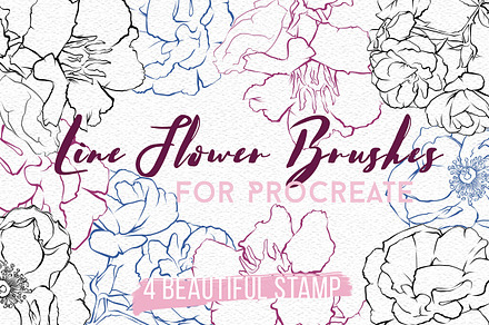 4 Flower Stamps - Procreate Brushes