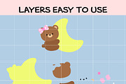 Cute Bear with Moon SVG Bundle, an Illustration by TheHitShop (Thumbnail 6 of 6)