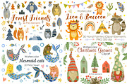 Watercolor Bundle 40 sets clipart., an Animal Illustration by Kira Konoshenko (Thumbnail 4 of 12)