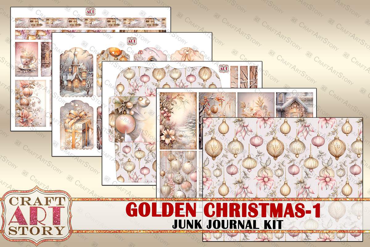 Golden Christmas-1 Junk Journal, a Transportation Illustration by CraftArtStory (Photo 5 of 6)