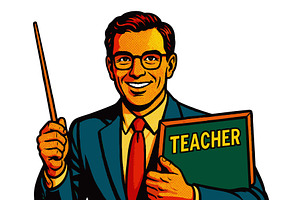Smiling Male Teacher Holding Book, an Education Illustration by AlexArt