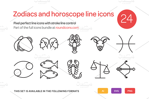 Zodiacs And Horoscope Line Icons