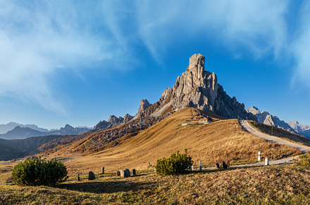 Mountain sunny evening peaceful view from Giau Pass., a Nature Photo by YuriyB