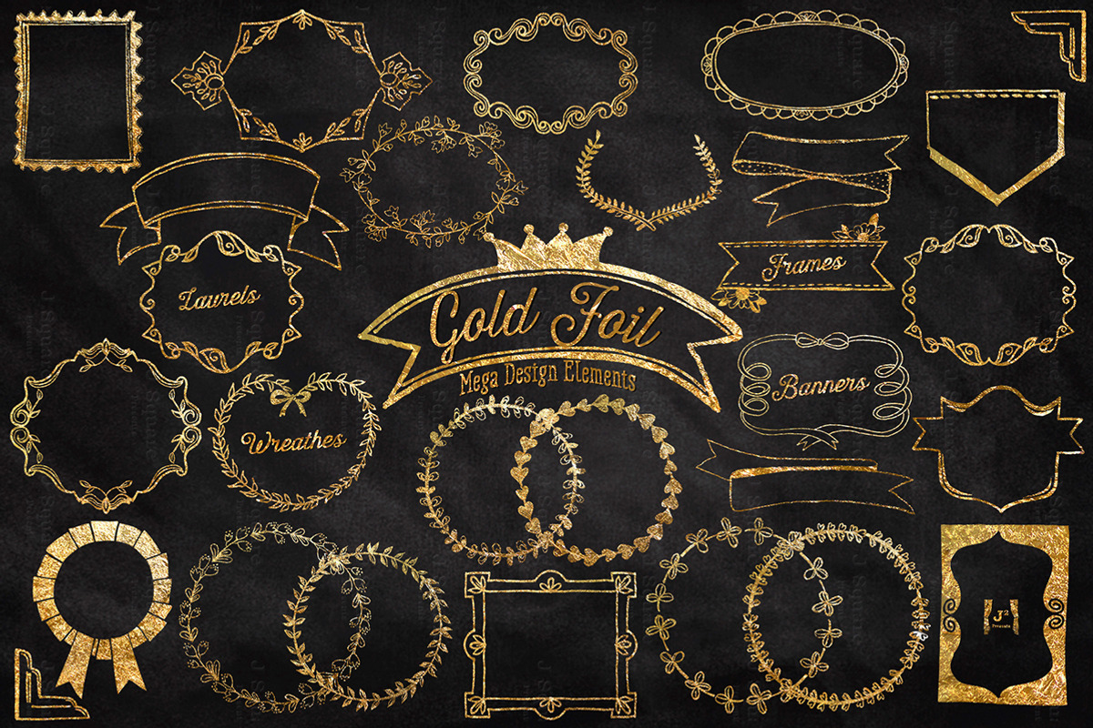 Gold Foil Mega Vector DesignElement preview 3