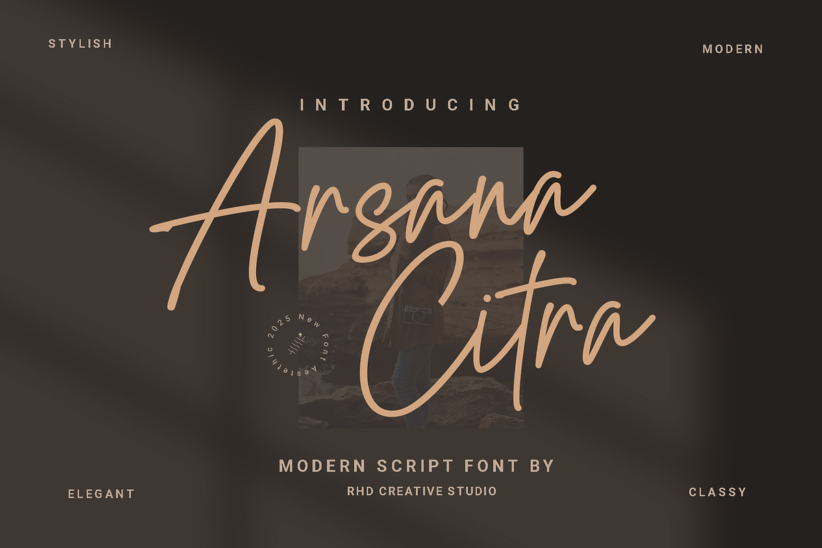 Arsana Citra - Modern Script Font, a Script Font by RHD Creative Studio (Photo 1 of 12)