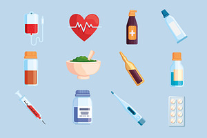 Pharmacy Illustration Set, a Healthcare Illustration by studiogstock