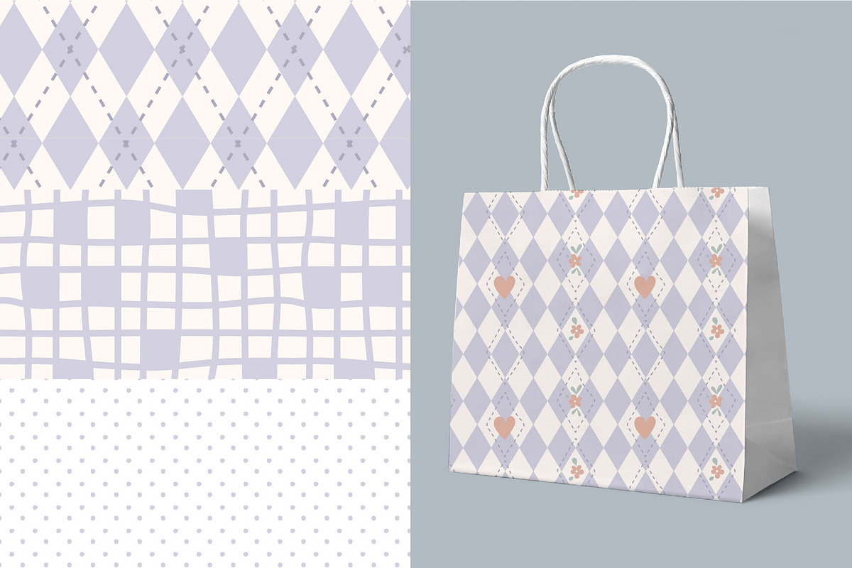 Lavender Argyle Seamless Pattern Set, a Decorative Illustration by Nebbia (Photo 5 of 5)