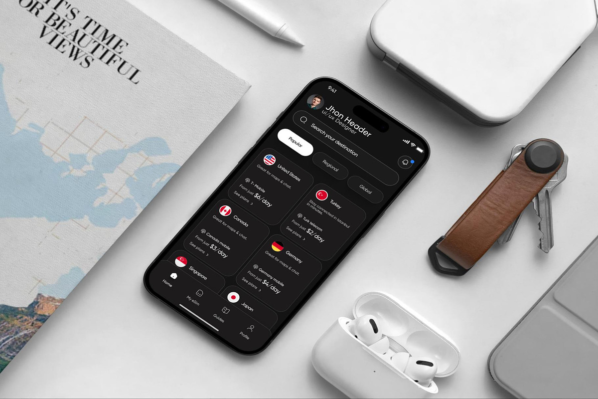 Global Esim App Product Ui Kit Dark, an UI Kit Template by Lumina_ui_ux202 (Photo 7 of 8)