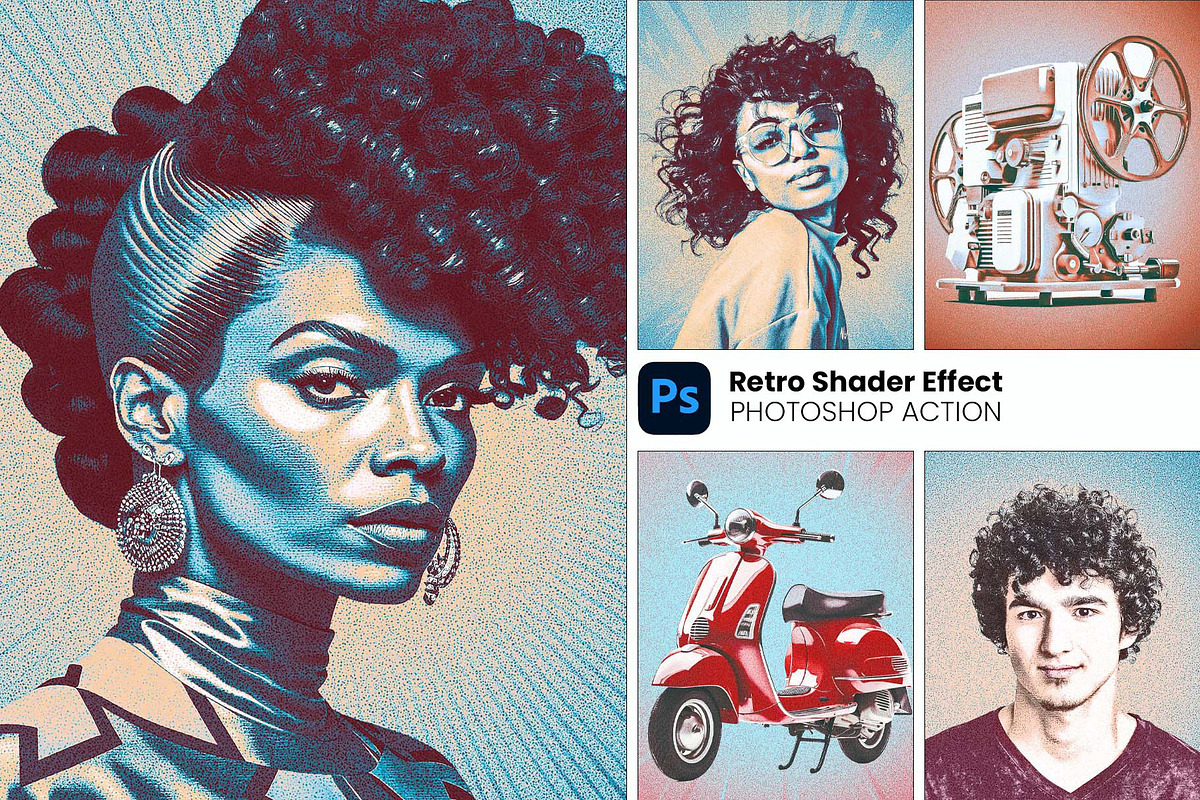 Retro Shader Effect Photoshop Action, an Action Add-On by MRI STUDIO (Photo 1 of 13)