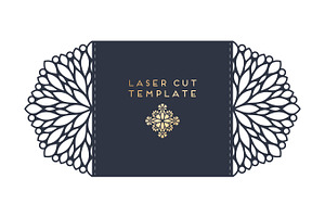 Vector wedding card laser cut template with mandala