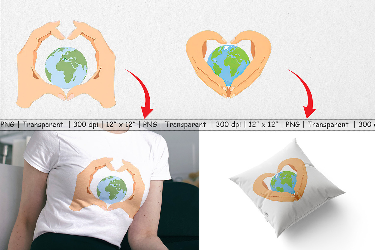Earth Heart Hands Clipart, a Graphic by Artnoy (Photo 3 of 5)