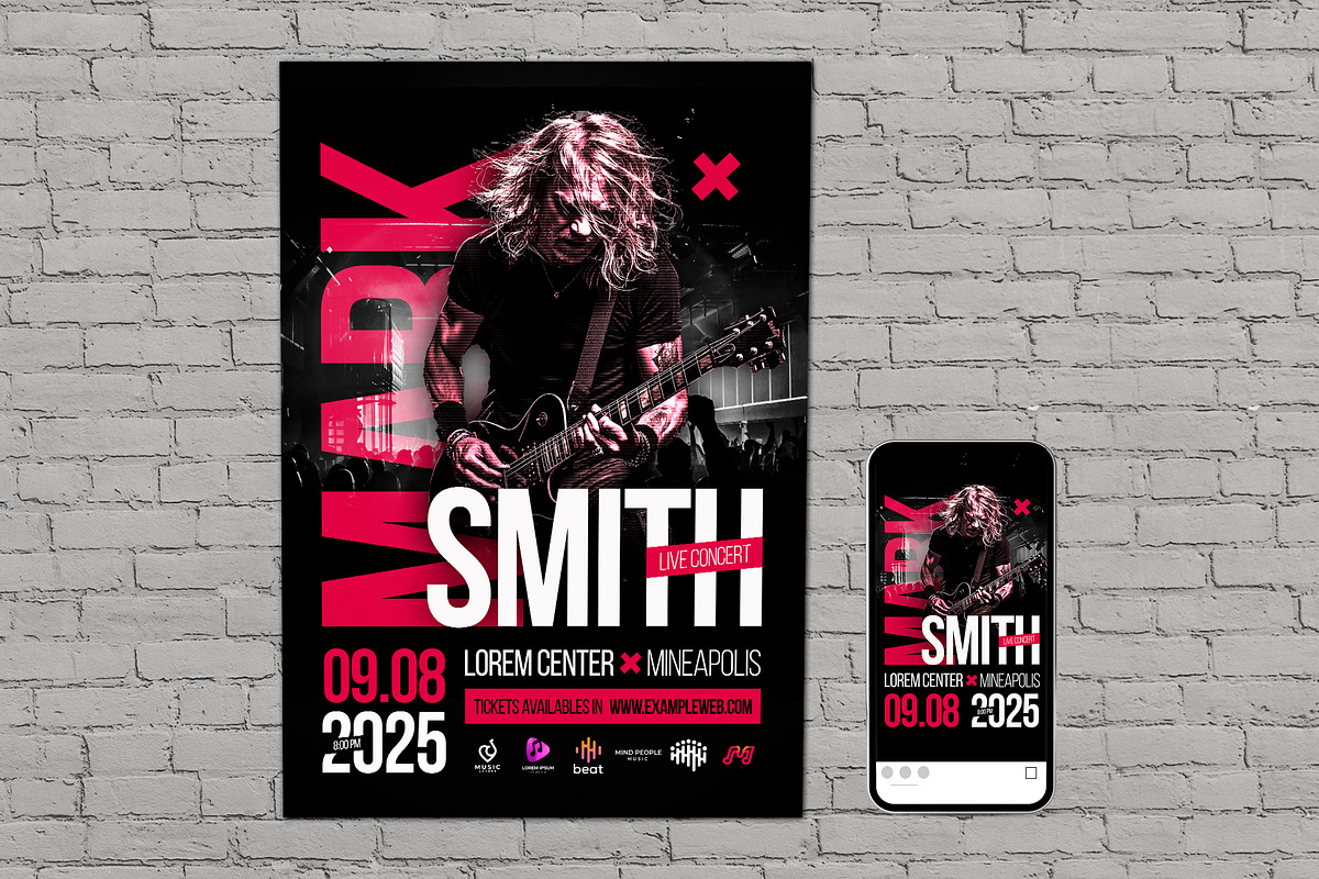 Rock Concert Poster And Social Media, a Social Media Template by McLittle Stock (Photo 1 of 3)