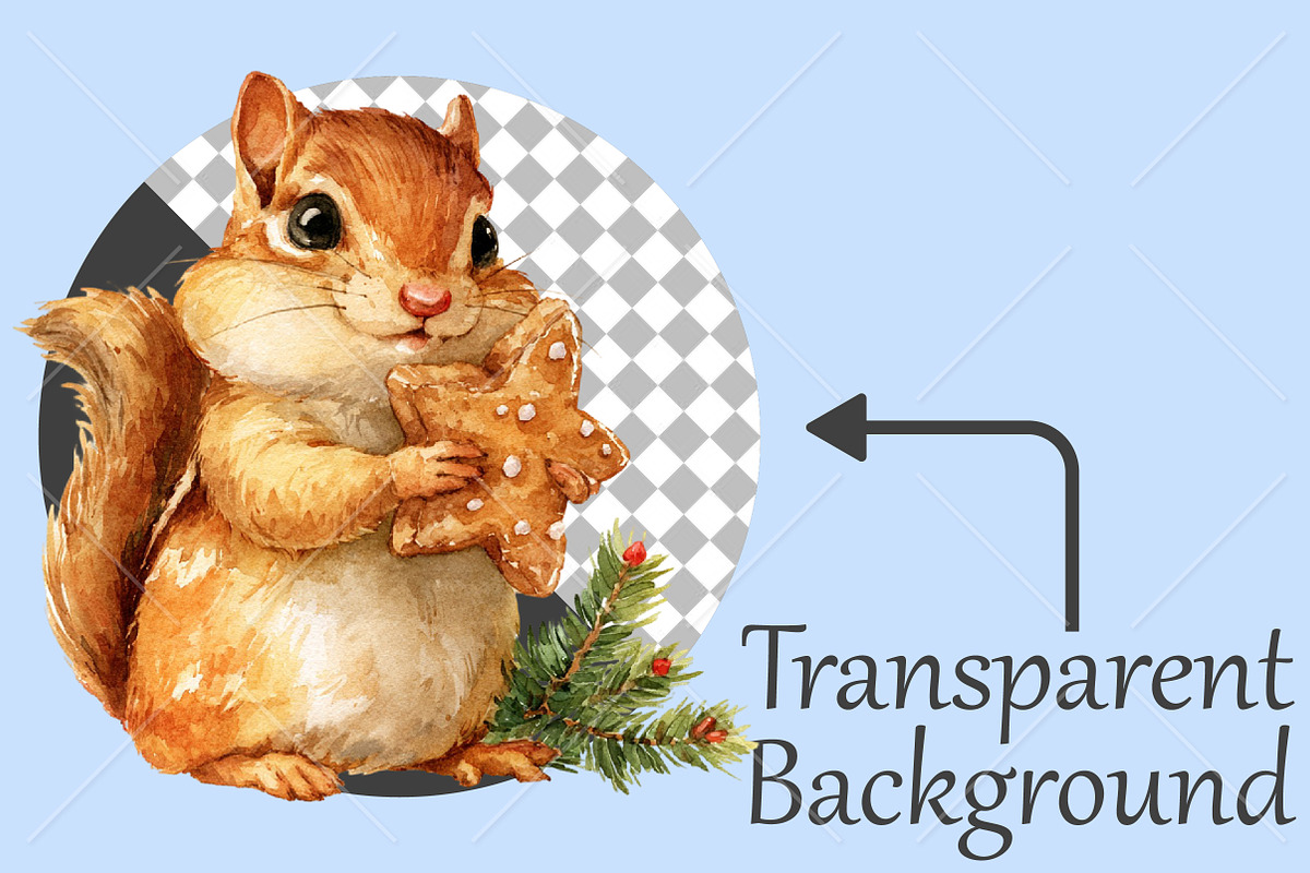 Whimsical Christmas Animals Clipart, a Seasonal Illustration by Canvas Craft (Photo 2 of 10)