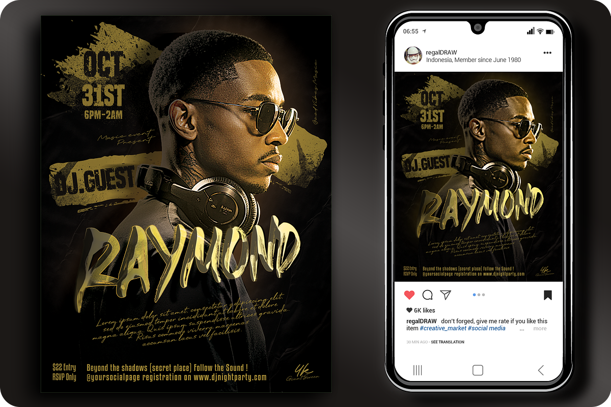 DJ Music Flyer, a Flyer Template by regalDRAW (Photo 1 of 5)