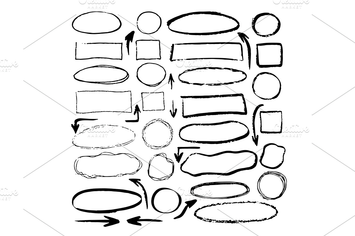 Doodle vector circles rectangles, an Object Illustration by COLORFUL