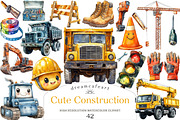 Cute Construction Watercolor Clipart, an Illustration by DreamCafeArt (Thumbnail 1 of 5)