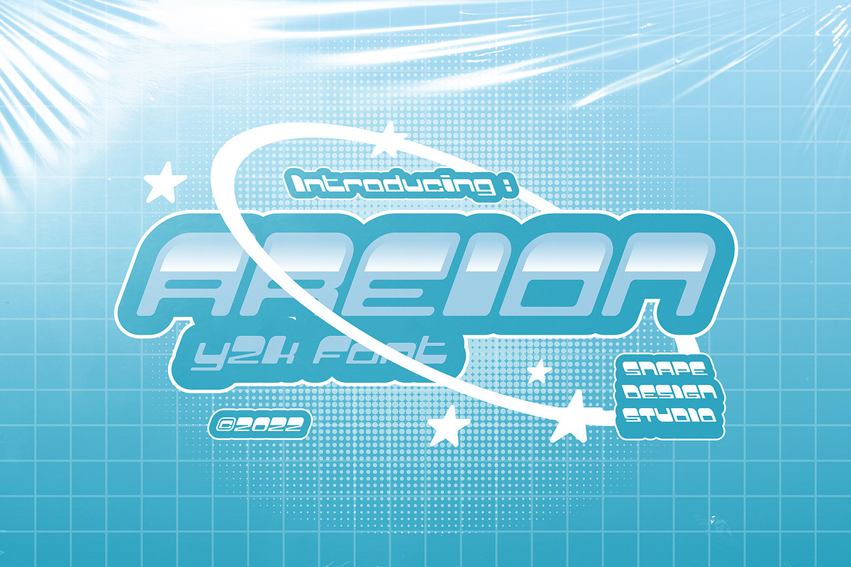 Areion - Y2K Font, a Font by Snape Design Studio (Photo 1 of 5)