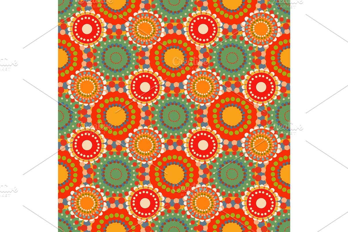 Seamless vintage retro pattern orange textile, a Texture Graphic by kozyrevaelena