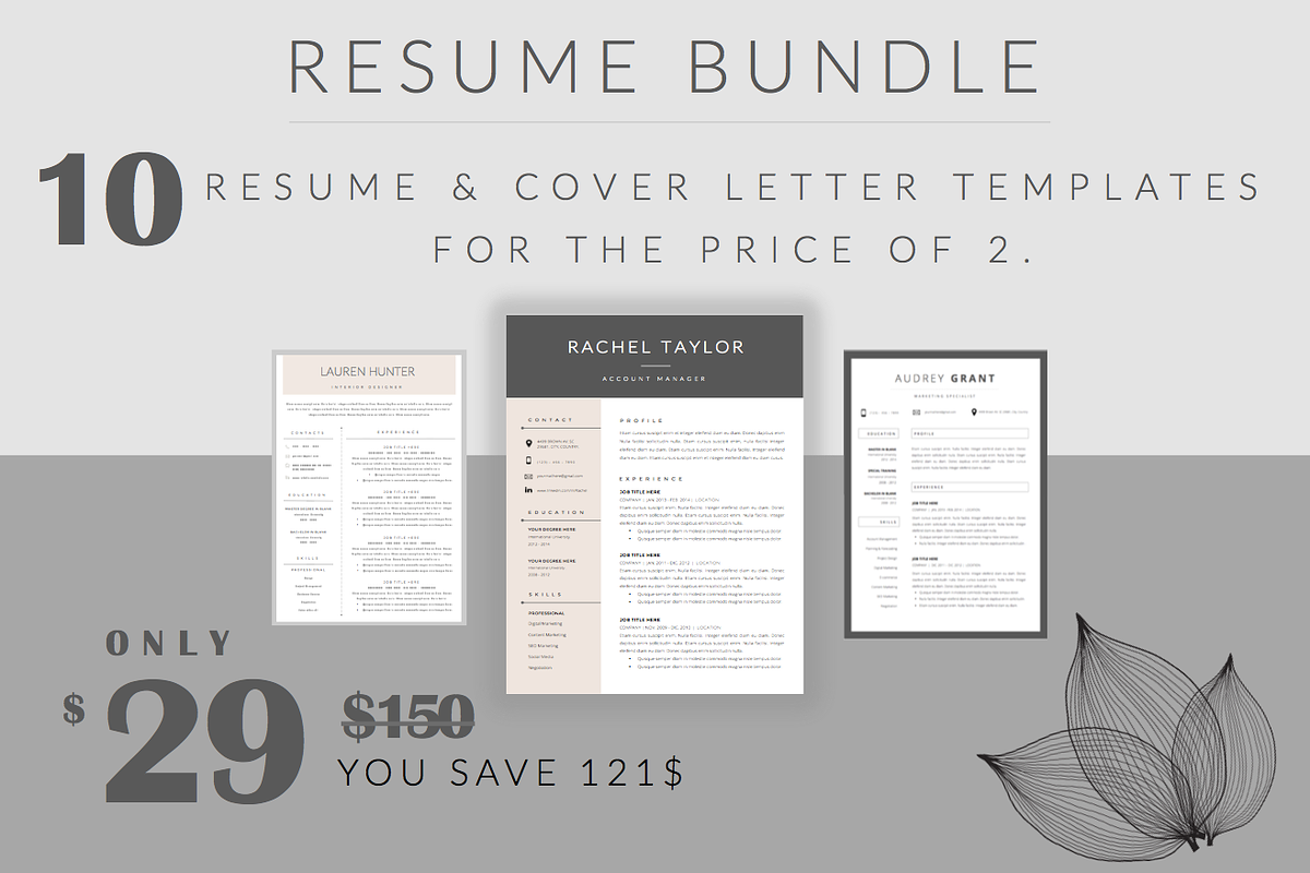 B U N D L E • 10 Resume Templates, a Resume Template by ResumeStudio (Photo 1 of 12)