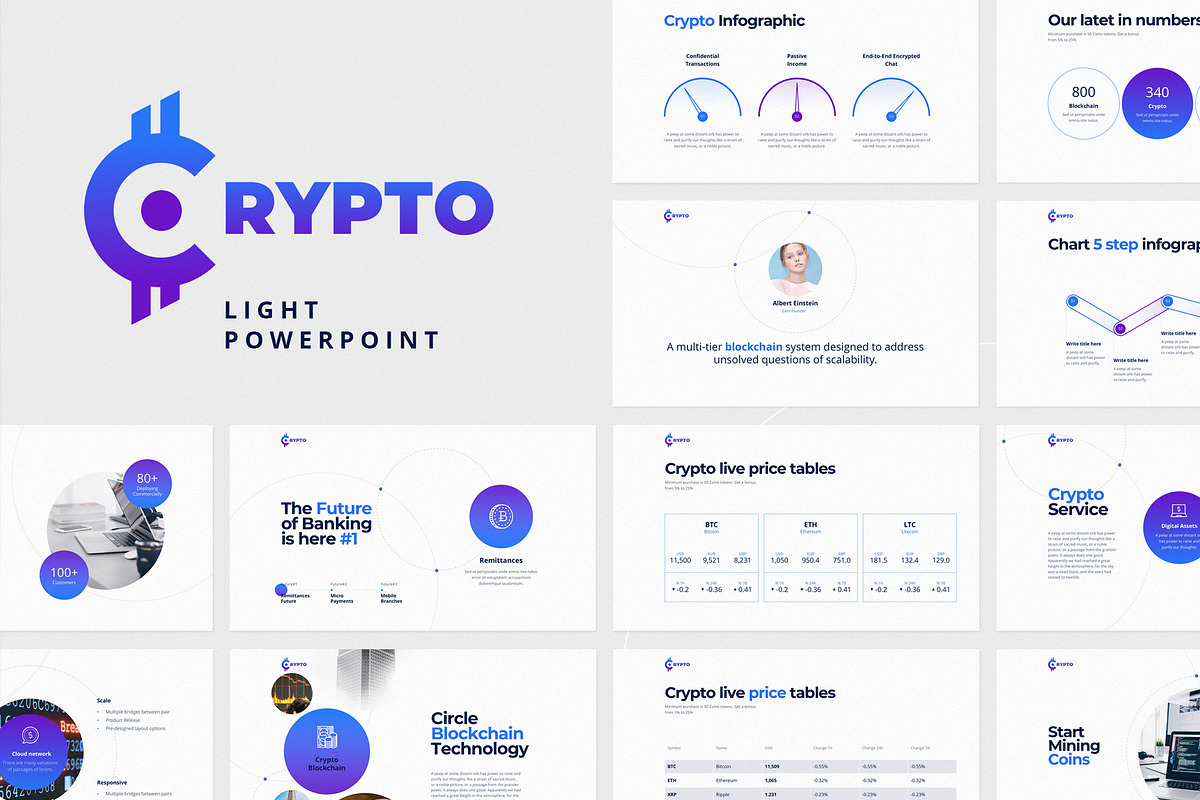 CRYPTO Powerpoint Template (Light), a Presentation Template by ShapeSlide (Photo 1 of 17)