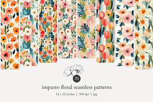 70 painterly floral seamless pattern, a Pattern Graphic by Poppy Lane Studio