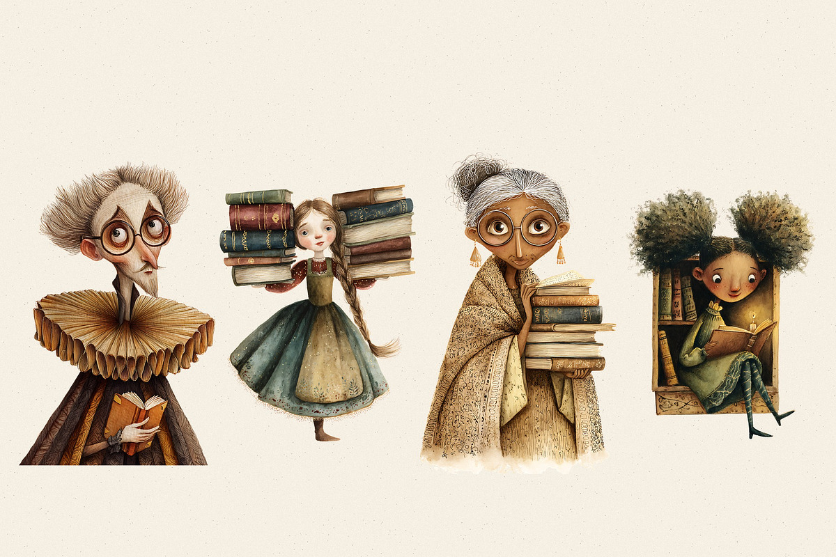 Dark Academia Reading Journal Kit, a Person Illustration by Daring Digies (Photo 4 of 7)