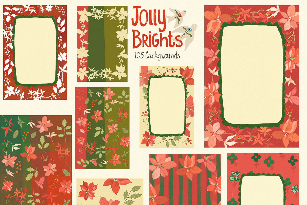 Christmas Backgrounds & Frames, a Decorative Illustration by whiteheartdesign (Photo 7 of 20)