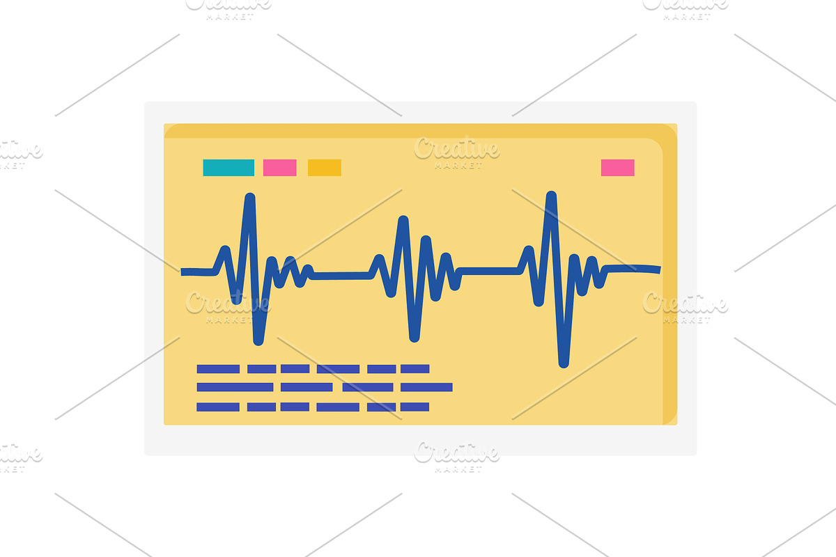 Flat design ECG monitor displaying, an Object Illustration by KitVector