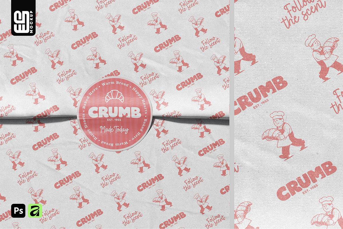 Wrapping Paper with Sticker Mockup, an Advertising Mockup by SD Mockup (Photo 1 of 3)