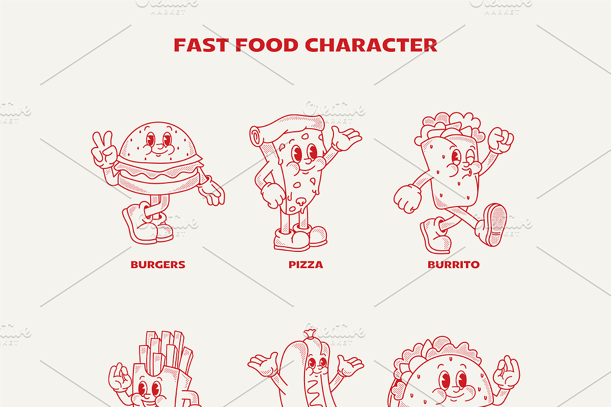 Fast Food Cartoon Illustration, a Food Illustration by ™Creasi (Photo 4 of 6)