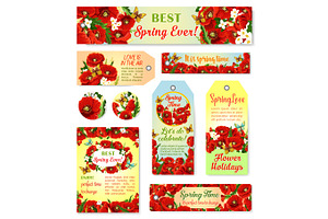 Vector Spring Time Flowers Greeting Cards And Tags