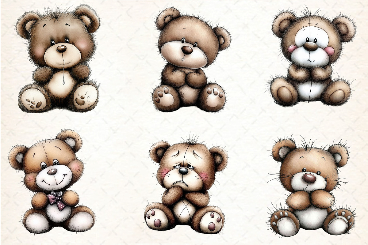 Cute Teddy Bear Emotions Clipart, an Illustration by DreamCafeArt (Photo 8 of 8)