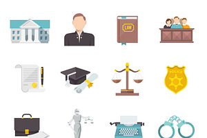 Law And Judgment Icon Set