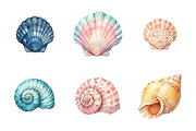 Whimsical Summer Seashell Clipart, an Illustration by DreamPrint404 (Thumbnail 2 of 6)